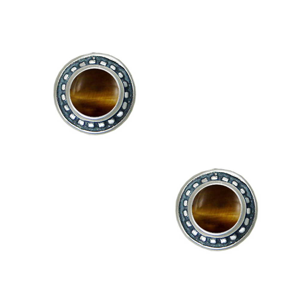Sterling Silver Petite Tiger Eye Post Stud Earrings